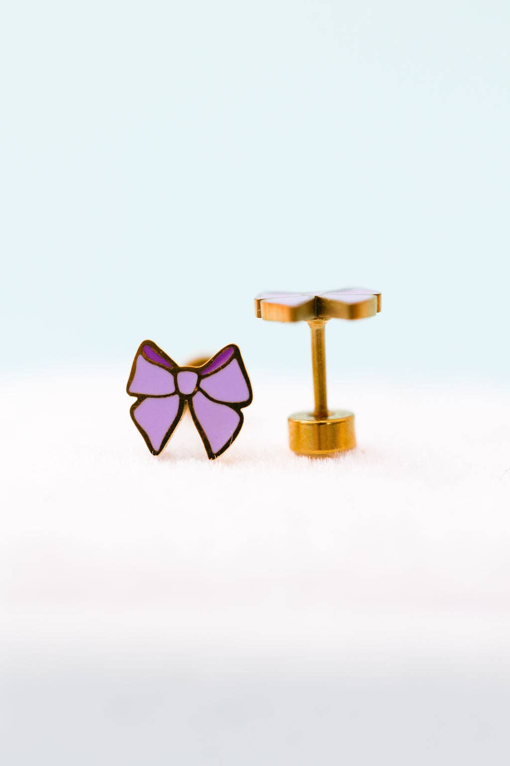 Desert Peach - Lavender Bow Stud Earrings
