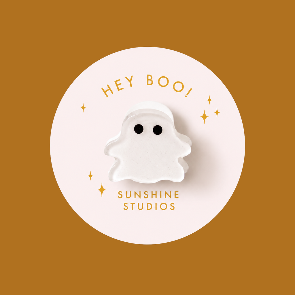 Sunshine Studios Mini Hair Clip - Hey Boo! Ghost
