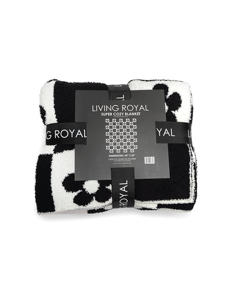 Living Royal Throw Blanket - Checkered w/ Daisies