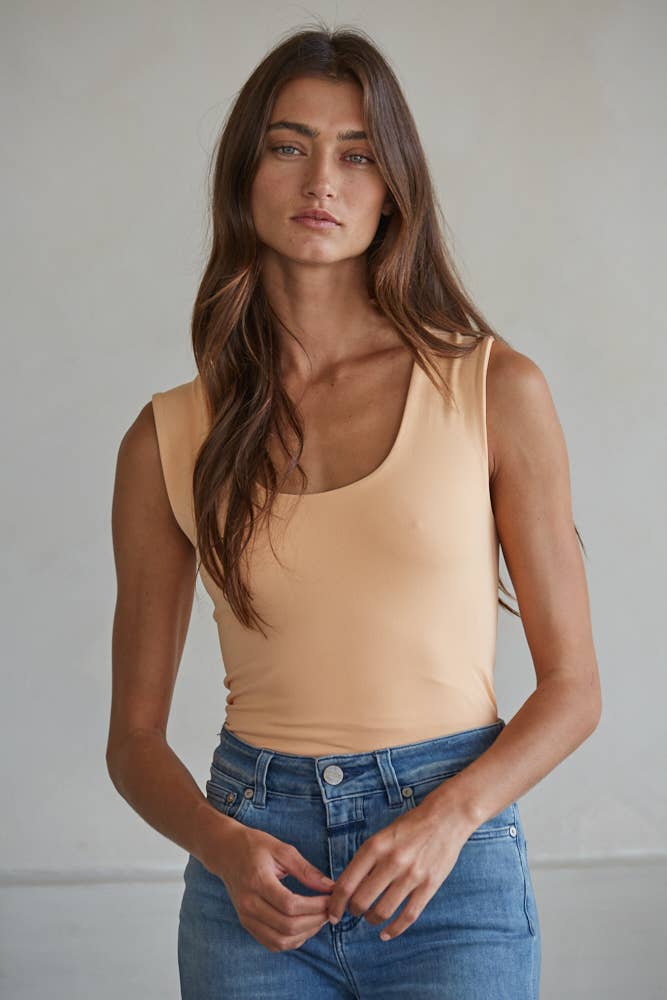 Women's Double Layered Seamless Top - Peachy Orange