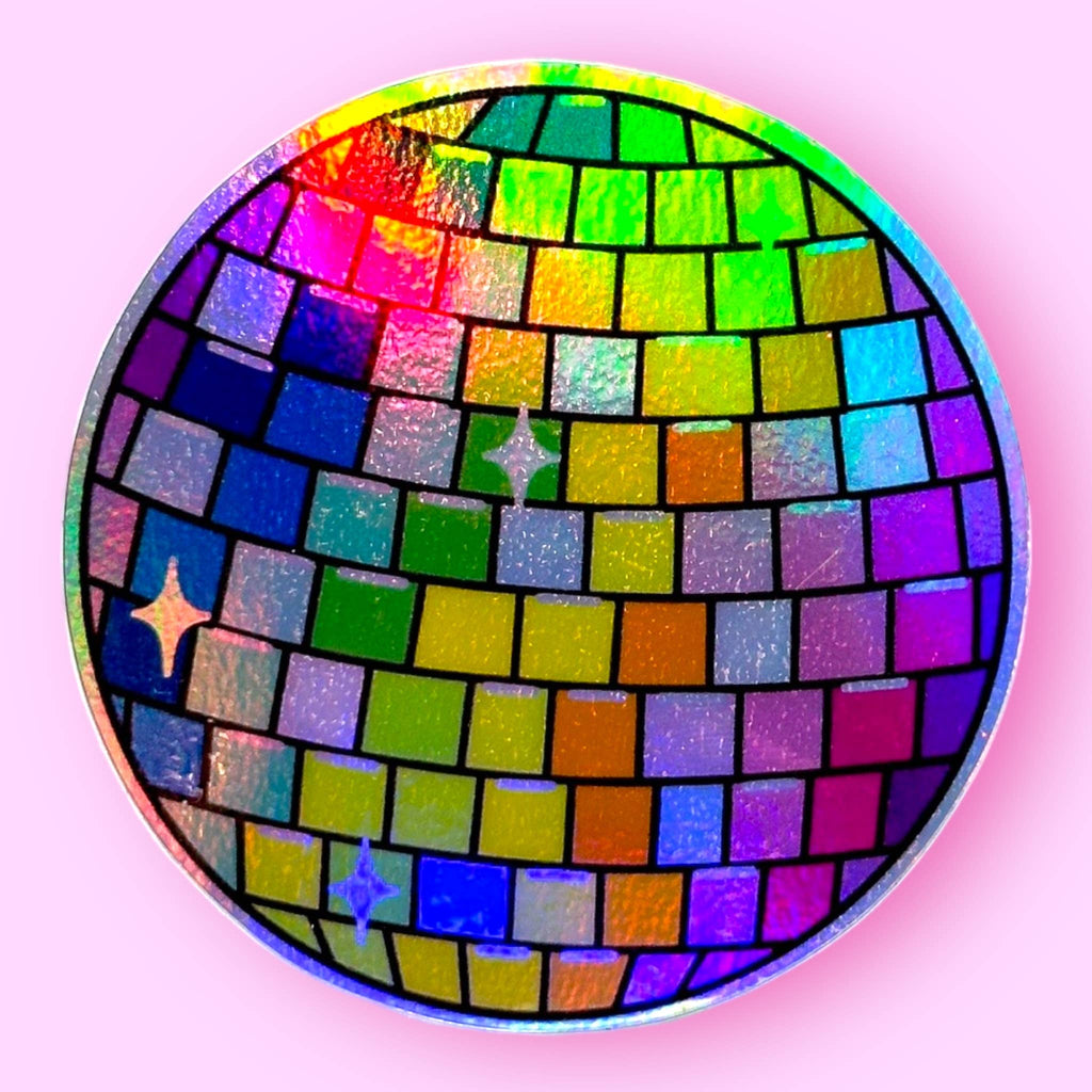 The Hissin' Kitten - Holographic Rainbow Disco Ball Sticker!
