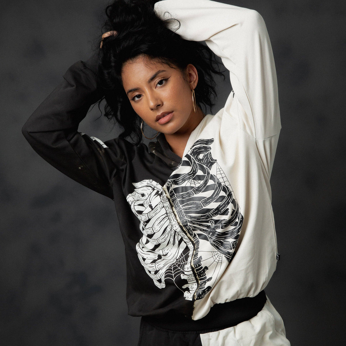 RAGS - Adult Unisex Hoodie - Black & White Skelly
