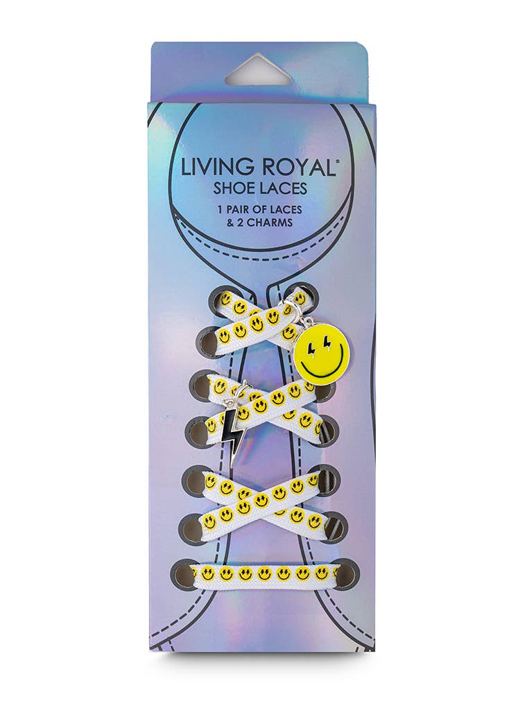 Living Royal Shoelaces w/ Charms Set - Lightning Bolt Eyes Happy Faces