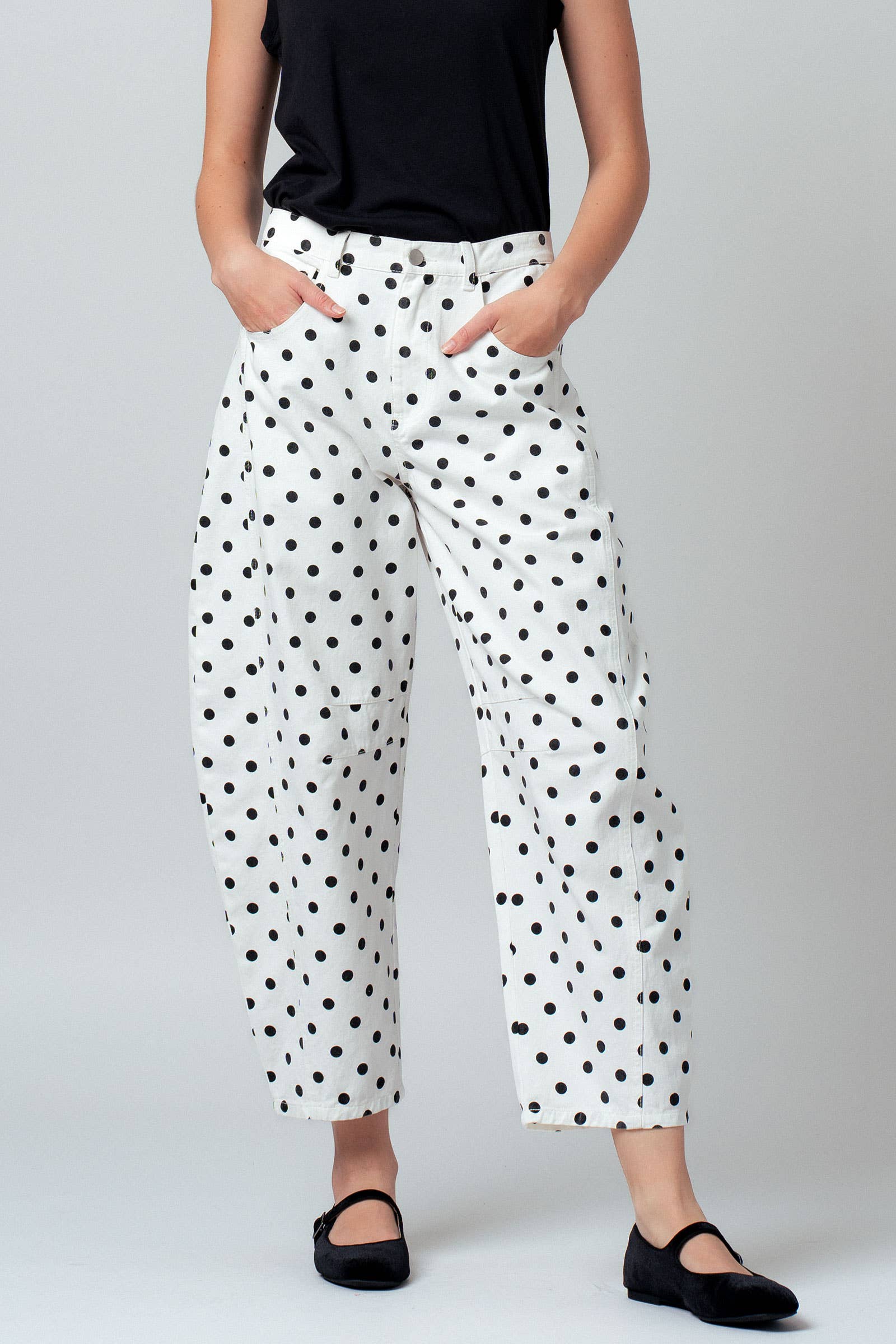 Women's Barrel Leg Jeans - Polka Dot