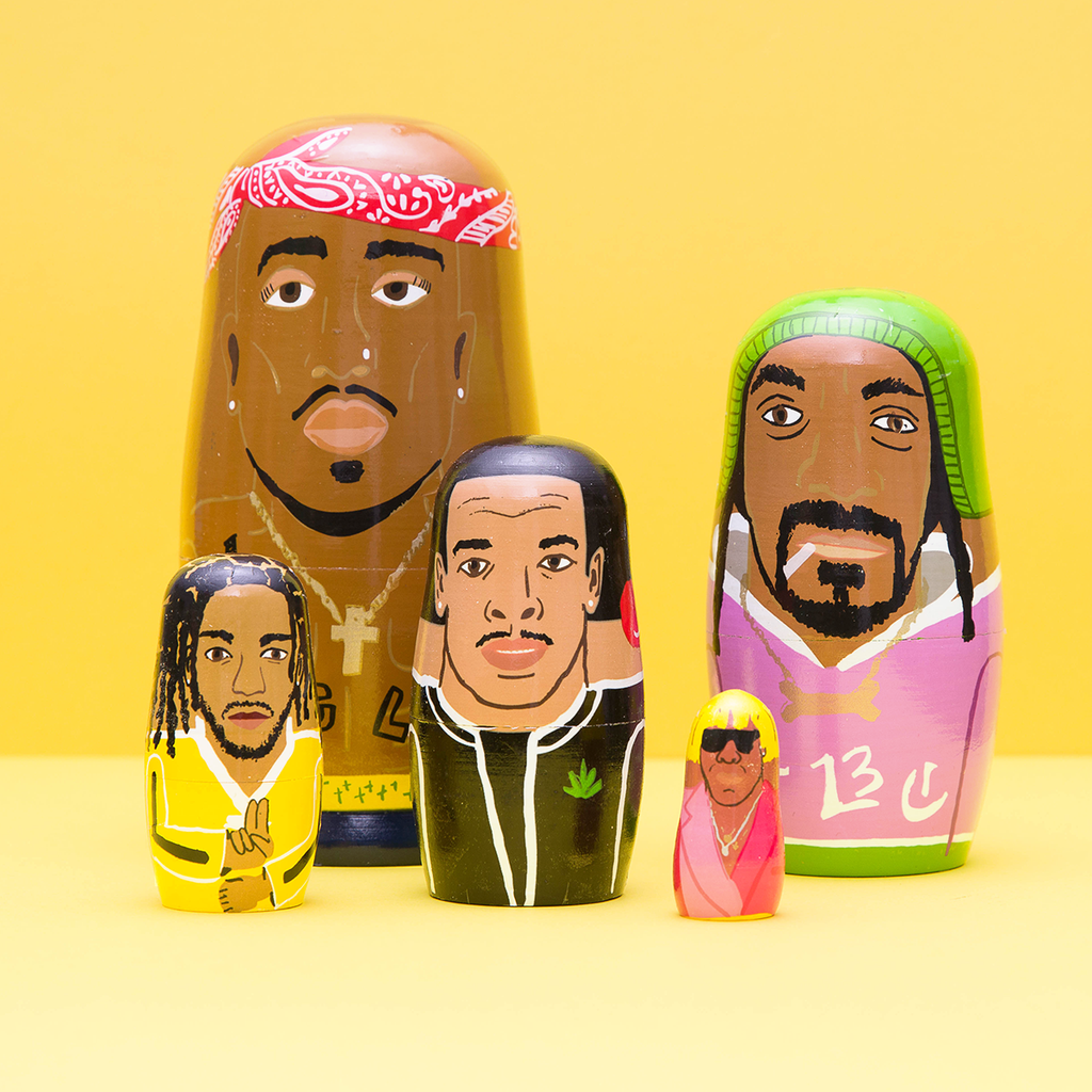 Wooden Nesting Doll Sets - West Coast Rappers