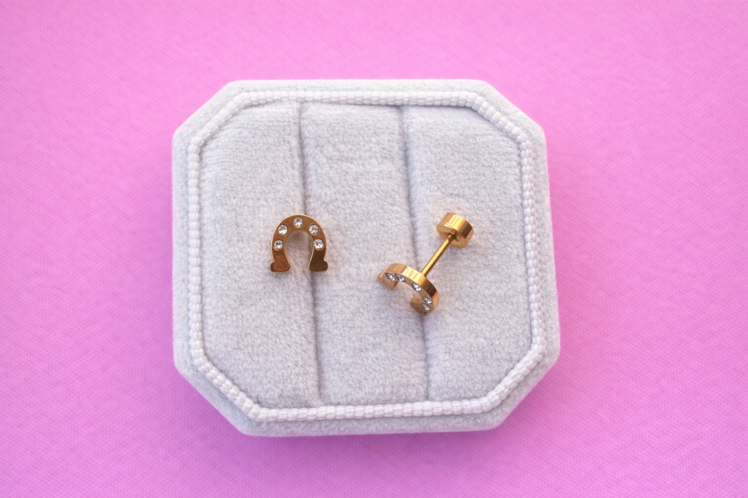 Desert Peach - Horseshoe Stud Earrings