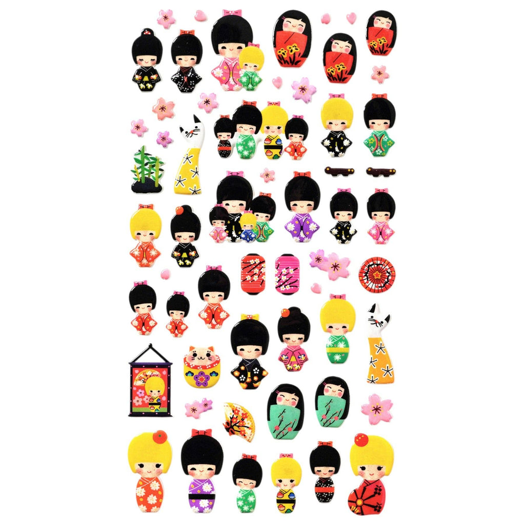 Urban Tokyo Puffy Stickers - Kokeshi Dolls