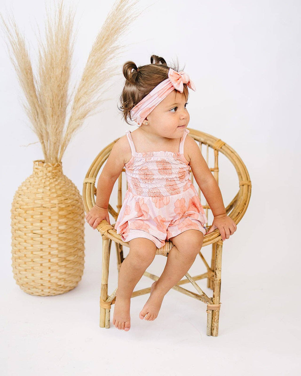 ava + oliver Ruffle Romper - Peach Hau