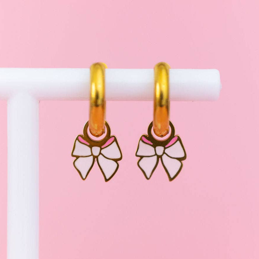 Desert Peach - Bow Huggie Charms (Pink)