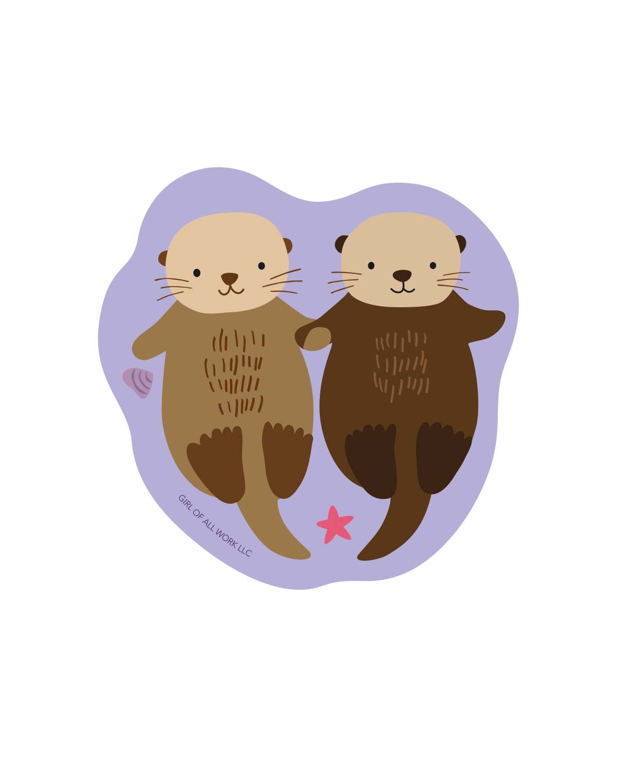 Girl of All Work Vinyl Sticker - Sea Otters