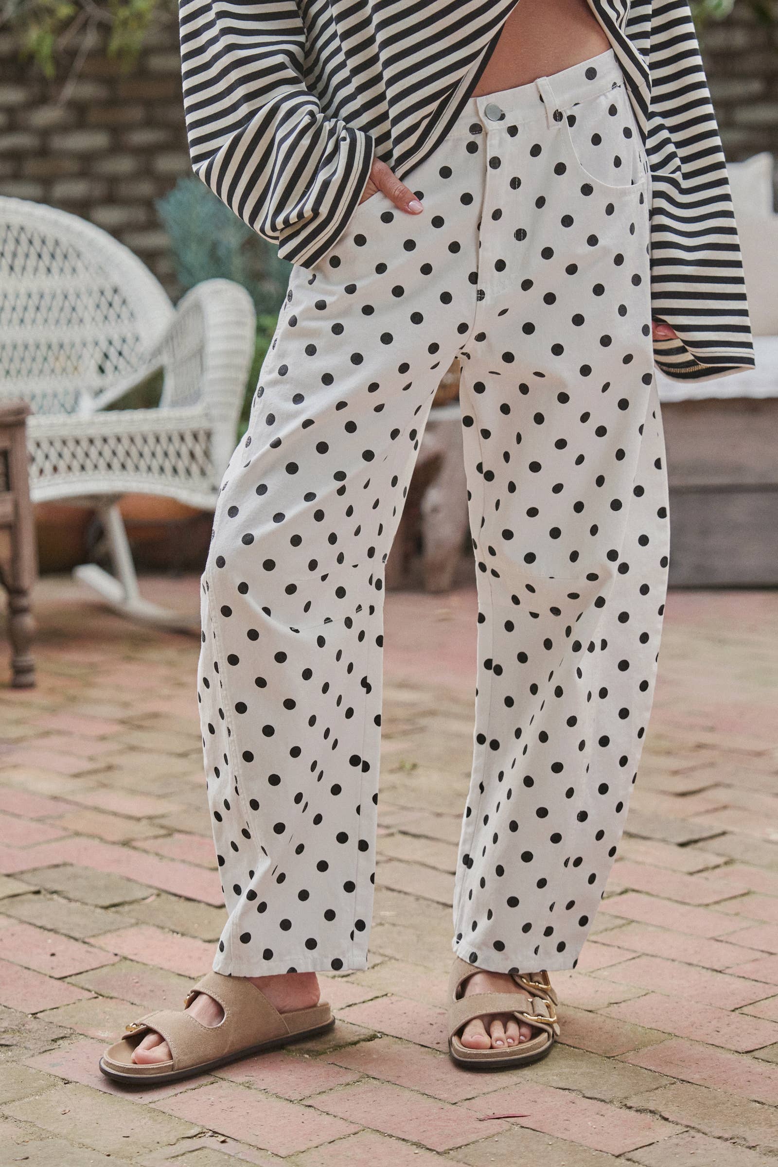 Women's Barrel Leg Jeans - Polka Dot