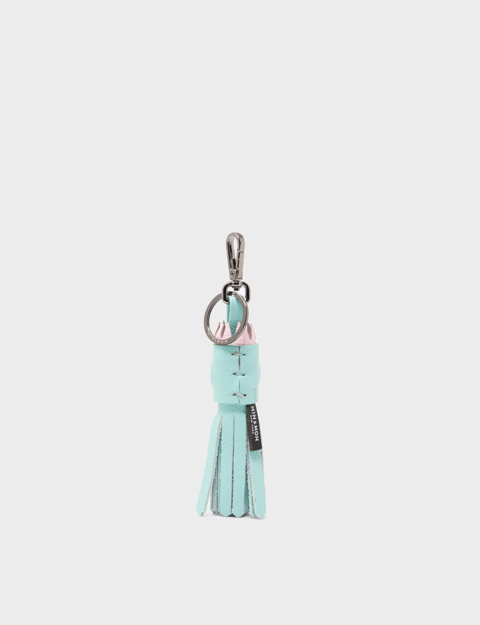 Min & Mon - Queen Callie Marie Charm - Eggshell Blue Leather Keychain